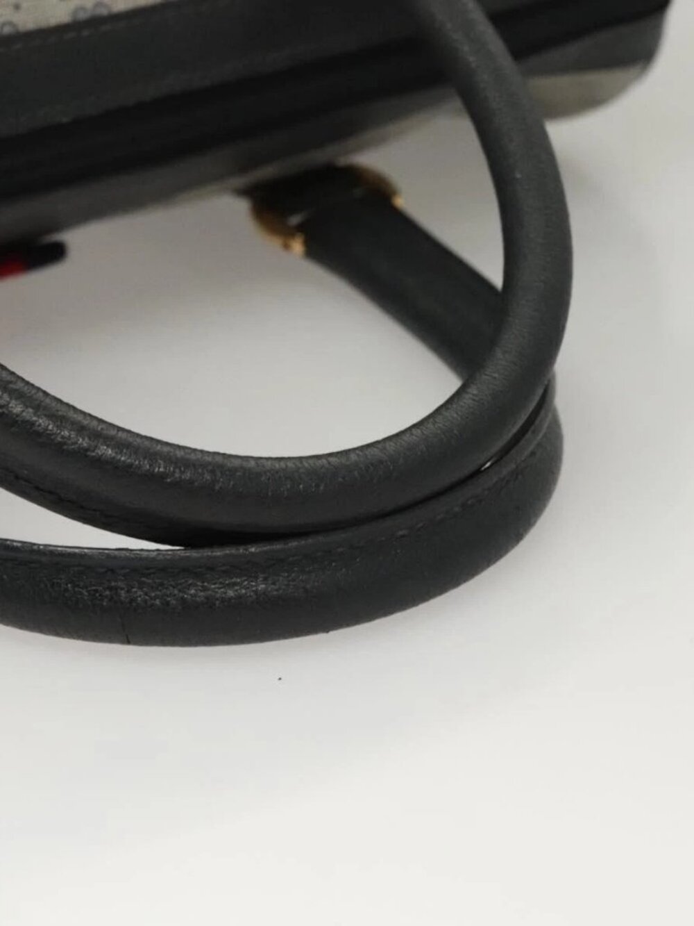 GUCCI Micro GG Supreme Sherry Line Bag PVC Navy Gold Red 40 02 007 Auth BA2011 - Picture 8 of 16